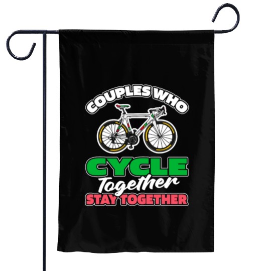 Cycling Cyclist Couple Garden Flags