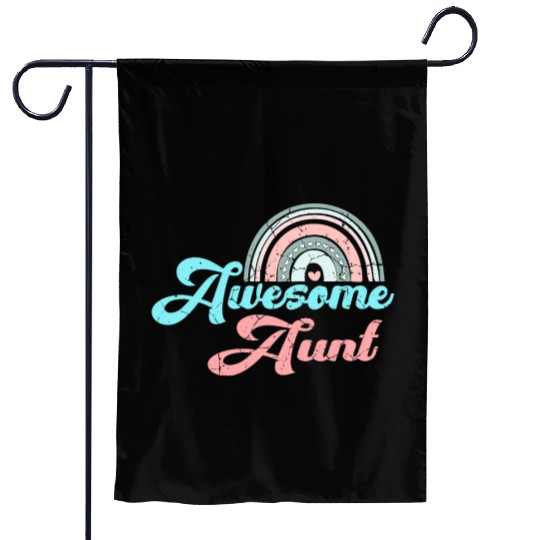 Awesome Aunt retro rainbow vintage Garden Flags