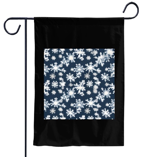 Snow pattern on navy blue background Garden Flags