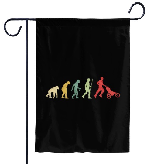 Father Running With Baby Carriage Evolution Garden Flags