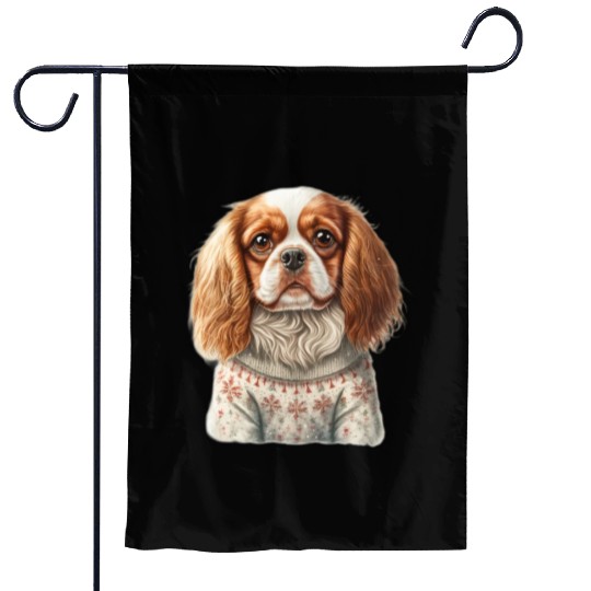 Cute Cavalier King Charles Spaniel Christmas Garden Flags