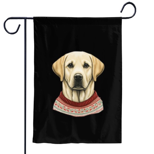 Festive Labrador Retriever in a Christmas Sweater Garden Flags
