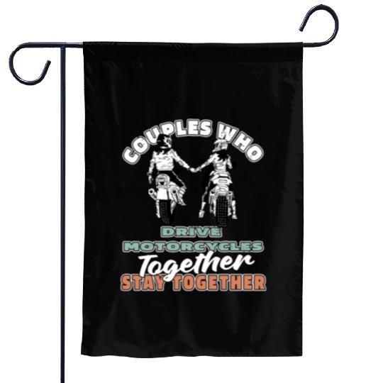 Motorcycle Couple Garden Flags