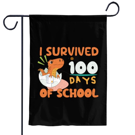 I Survived 100 Days Of School, Funny gift For Kids Garden Flags