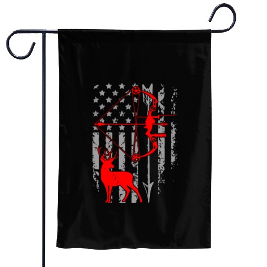 Deer Hunting American Flag Bow Hunting For Hunter Garden Flags