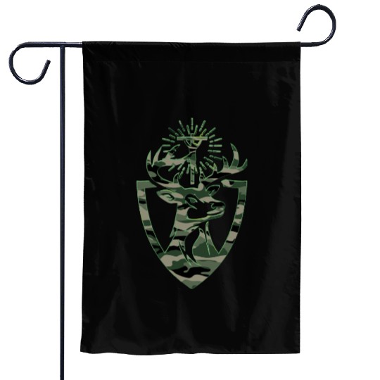 Hubert Hubertus Patron Saint Of Hunters Stag Camo Garden Flags
