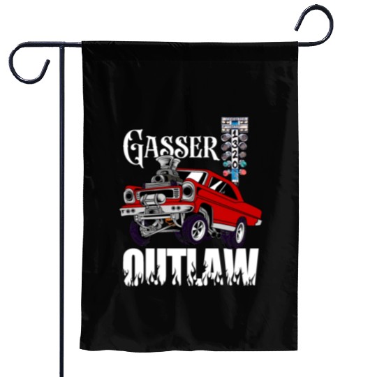Gasser Outlaw Class Vintage Drag Racing Race Car Garden Flags