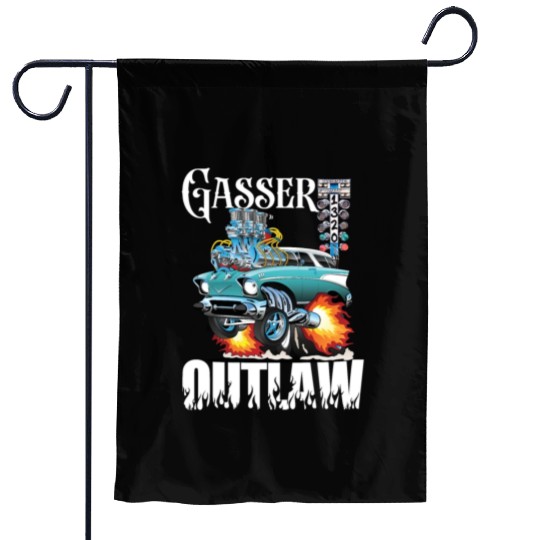 Gasser Outlaw Class Vintage Drag Racing Race Car Garden Flags