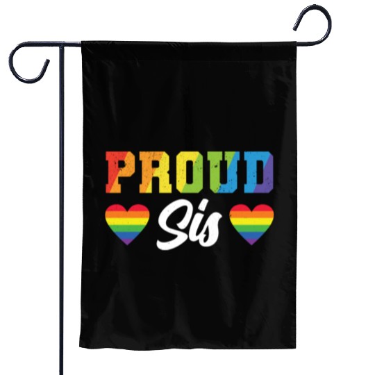Proud Sis Rainbow Pride Heart Lgbt Pride Lgbt Garden Flags