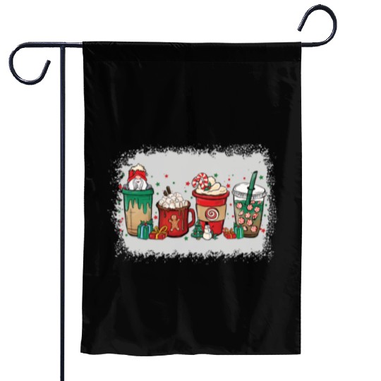 Christmas Coffee Cup Bleached Garden Flags