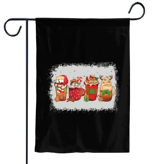 Christmas Coffee Cup Bleached Garden Flags