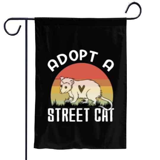 Adopt A Street Cat Funny Opossum Vintage Garden Flags