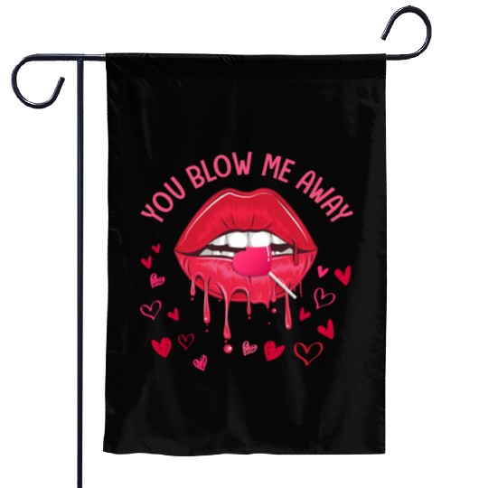 You Blow Me Away Lip Heart Lollipop Valentines Day Garden Flags