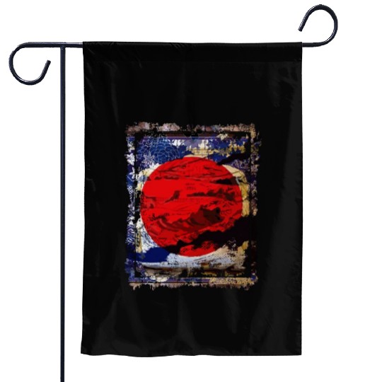Japan Flag Red Circle Blue Mountain Collage Art 74 Garden Flags