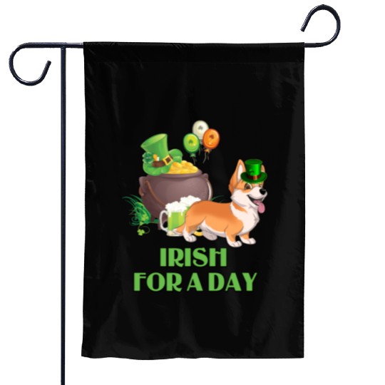 Irish For A Day Pembroke Welsh Corgi St Patricks Garden Flags