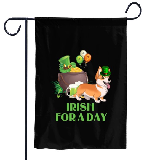 Irish For A Day Pembroke Welsh Corgi St Patricks Garden Flags