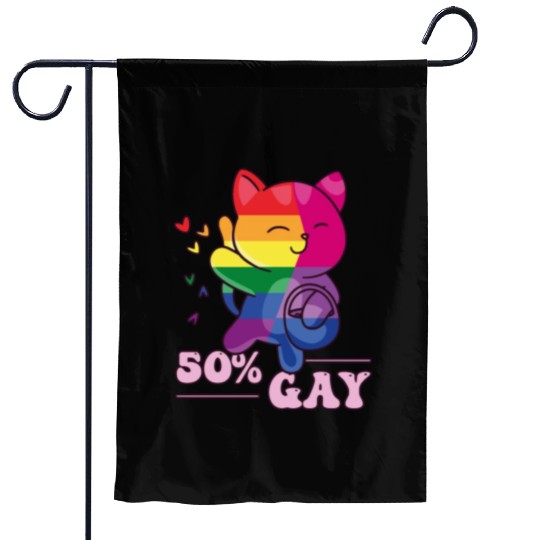 50% Gay Bi Bisexual Pride Kawaii Cat Kawaii Garden Flags