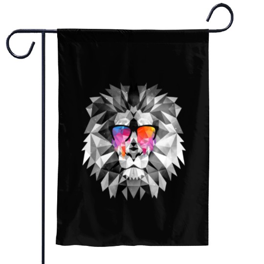 Geometric Art Lion - Geometric Lion Tattoo | Low P Garden Flags