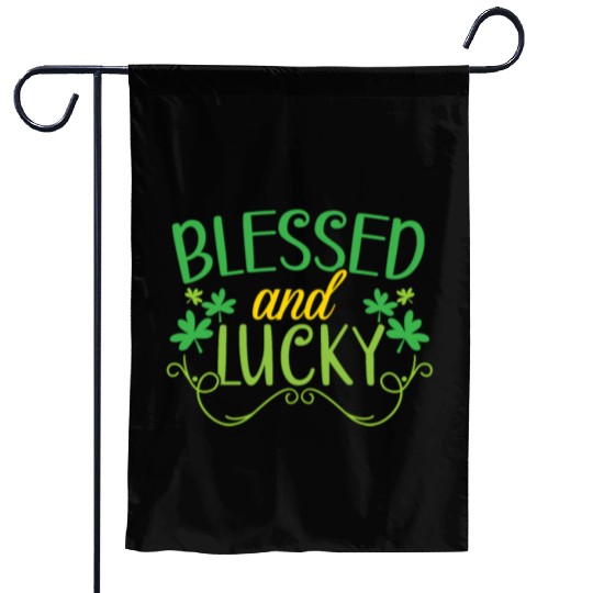 Blessed And Lucky Shamrock St. Patricks Day Irish Garden Flags