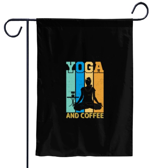 Yoga and coffee Garden Flags
