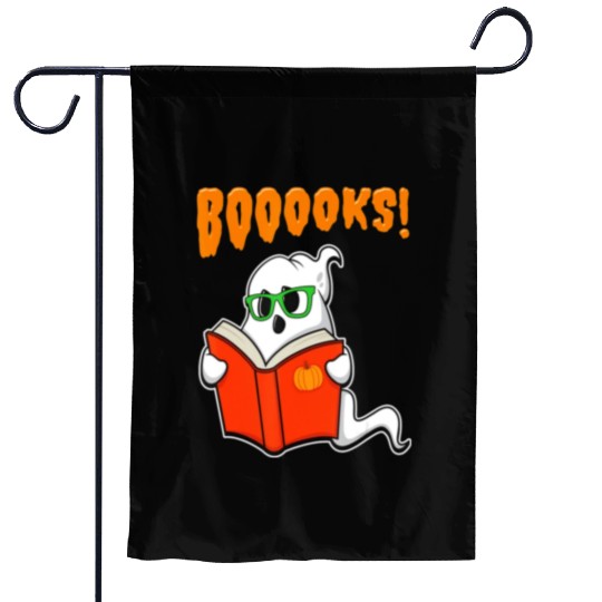 Funny Teacher Halloween Ghost Books Reading Garden Flags