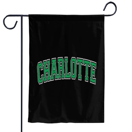 Charlotte Varsity Style Green Text Garden Flags
