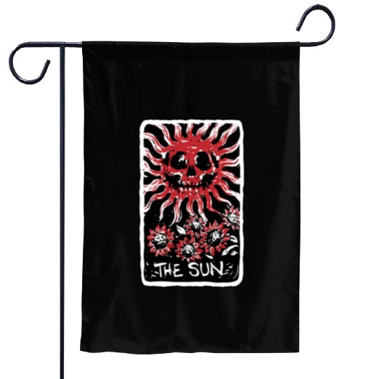 The Sun Blood Red Skeleton Skull Tarot Card Garden Flags