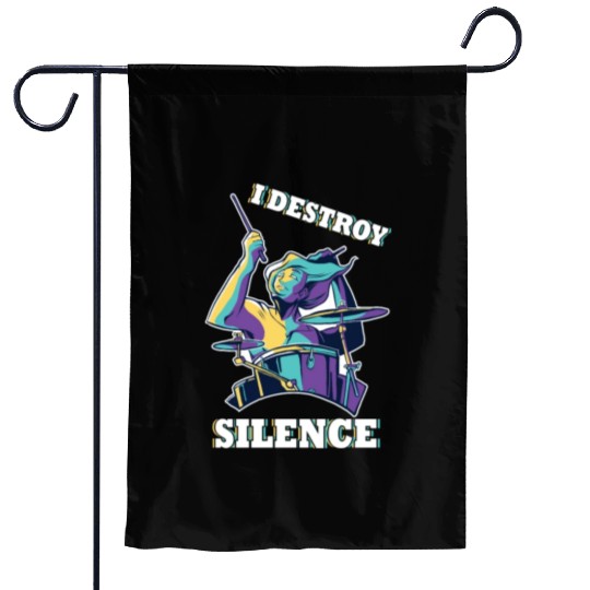 I Destroy Silence Drummer Band Music Beat Drum Garden Flags