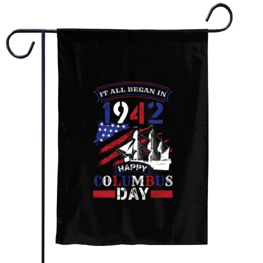Columbus Day 1942 American Italian Christopher Garden Flags