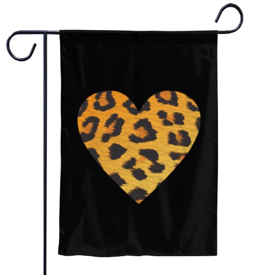 Heart Leopard Print Garden Flags