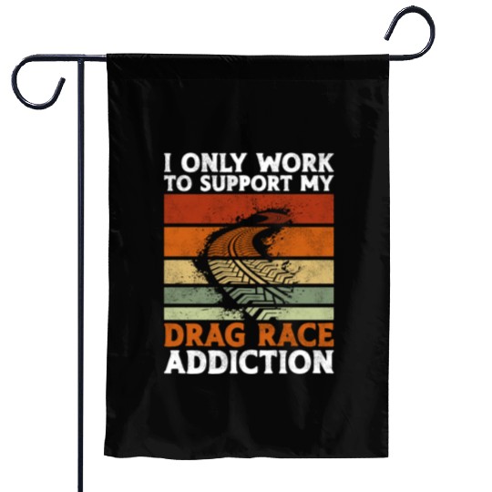 Drag Racing Race Car Retro Vintage Garden Flags