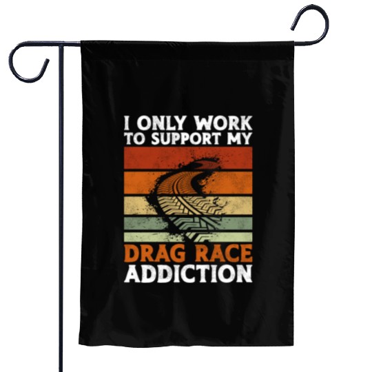 Drag Racing Race Car Retro Vintage Garden Flags