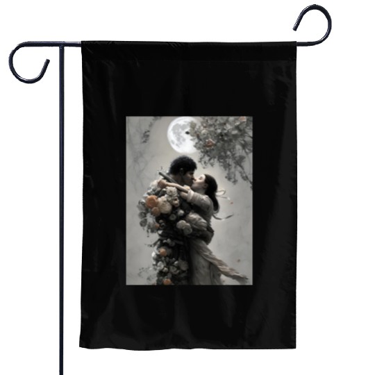 elves love fantastic design flowers and full moon Garden Flags