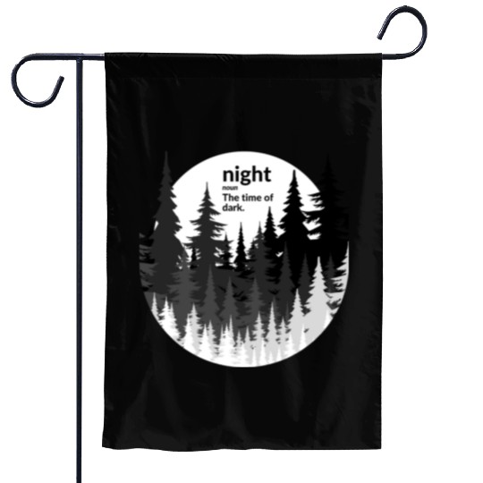 White and Black Night Forest Moon Garden Flags