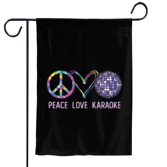Karaoke Singer Retro Tie Dye Peace Garden Flags