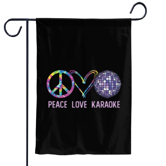 Karaoke Singer Retro Tie Dye Peace Garden Flags