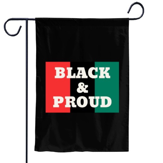 Black and Proud on a Red, Black, and Green Colors Garden Flags