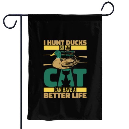 Duck Hunting Cat Garden Flags