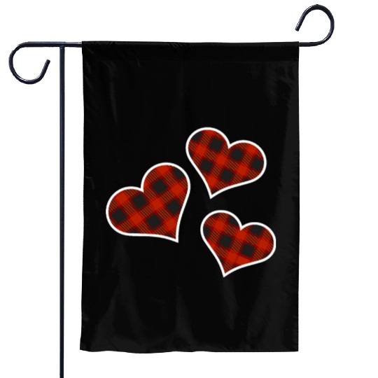 Buffalo Plaid Hearts Garden Flags