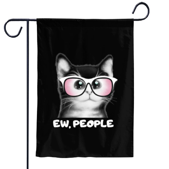 EW PEOPLE, Funny Cat Wearing Pink Sunglasses Garden Flags