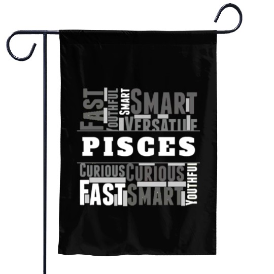 Pisces Zodiac Star Sign Word Cloud Square Monochro Garden Flags