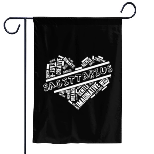 Sagittarius Heart Word Cloud Doodle Astrology Zodi Garden Flags