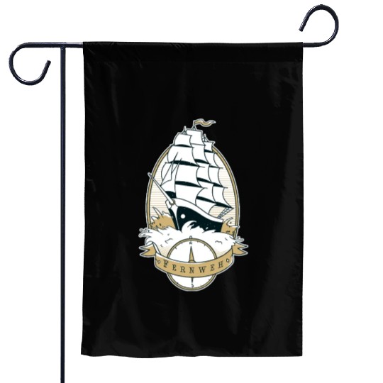 Old school ship waves sea sailing Old school ship Garden Flags