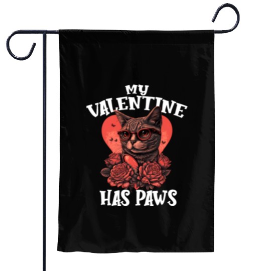My Valentine Has Paws Valentine's Day Cute Cat Garden Flags