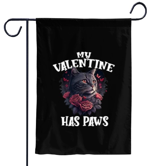 My Valentine Has Paws Valentine's Day Cute Cat Garden Flags