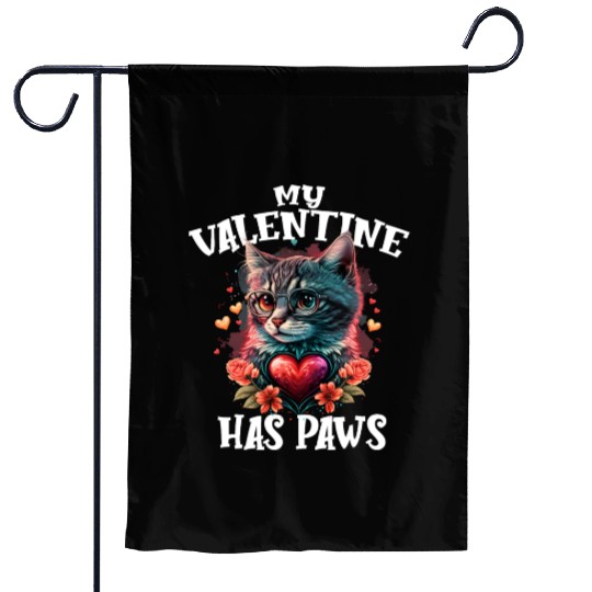 My Valentine Has Paws Valentine's Day Cute Cat Garden Flags