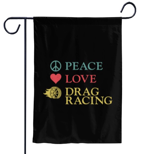 Drag Racing Race Car Girl Peace Garden Flags