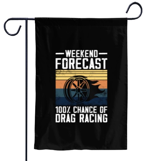 Drag Racing Race Car Retro Vintage Garden Flags