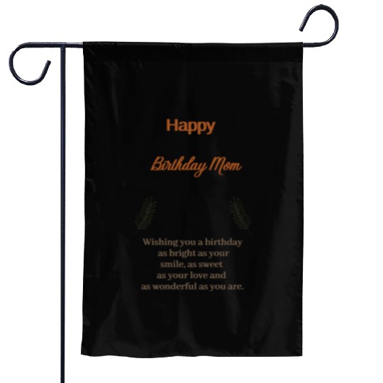 Beige Simple Aesthetic Happy Birthday Mom Garden Flags