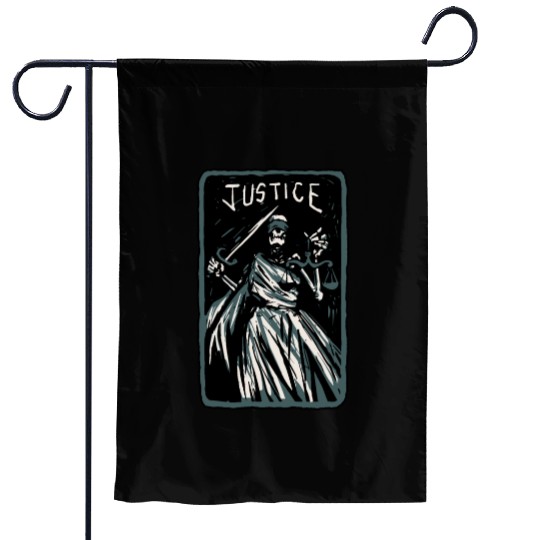 Justice Skeleton Skull Tarot Card Garden Flags